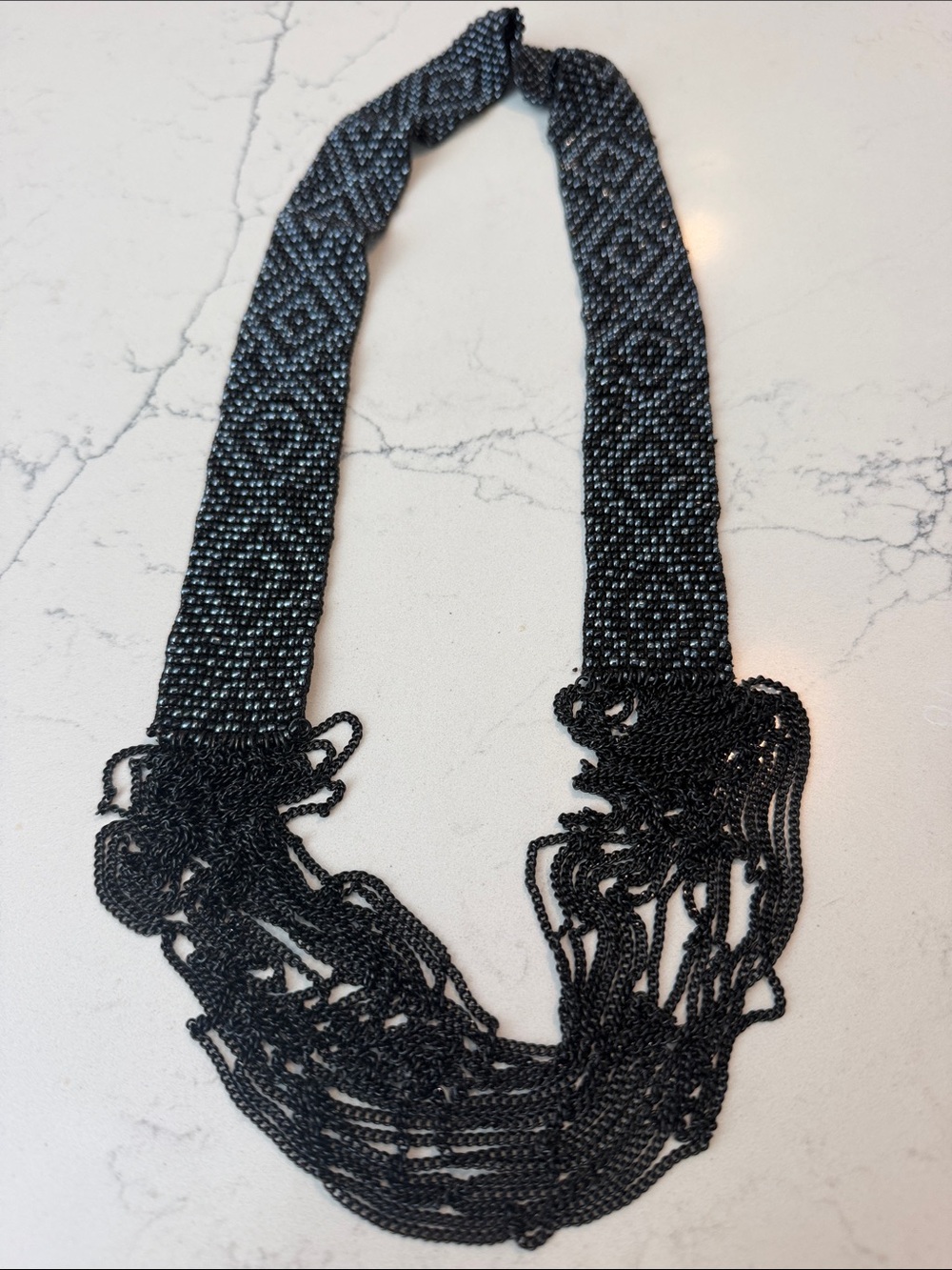 Black Beaded Multi-Strand Statement Necklace